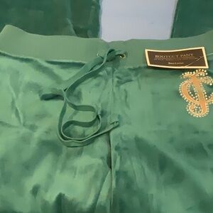 NWT Velour JUICY COUTURE Velvet Green Pants Sz S Bootcut Pants Low Waist Snap 47